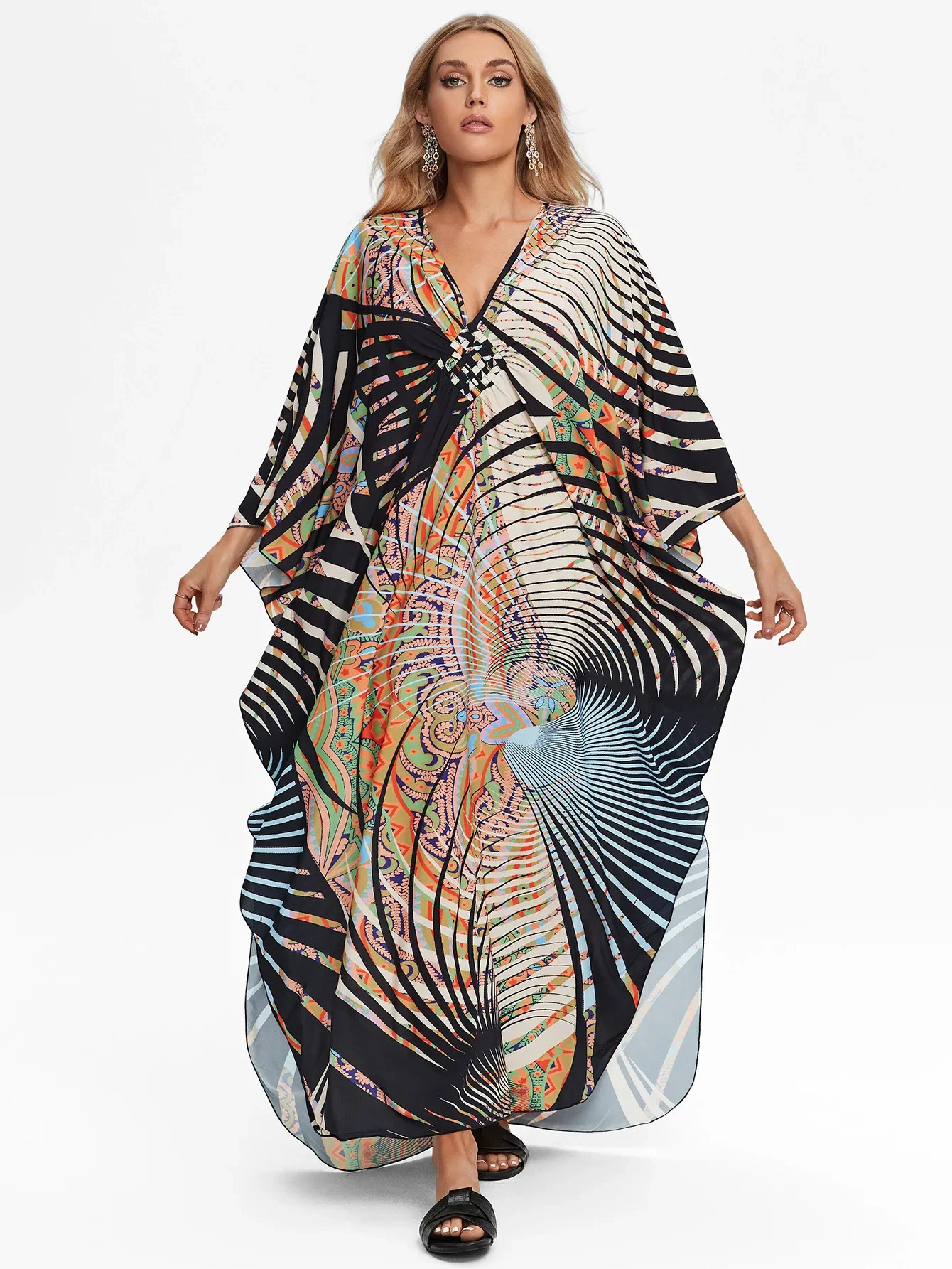 Beach Cover Ups Printed Womens Kaftans Chest Handmade Womens Maxi Dress Summer Holiday Swimsuit Direct Factory Supply 250305Z