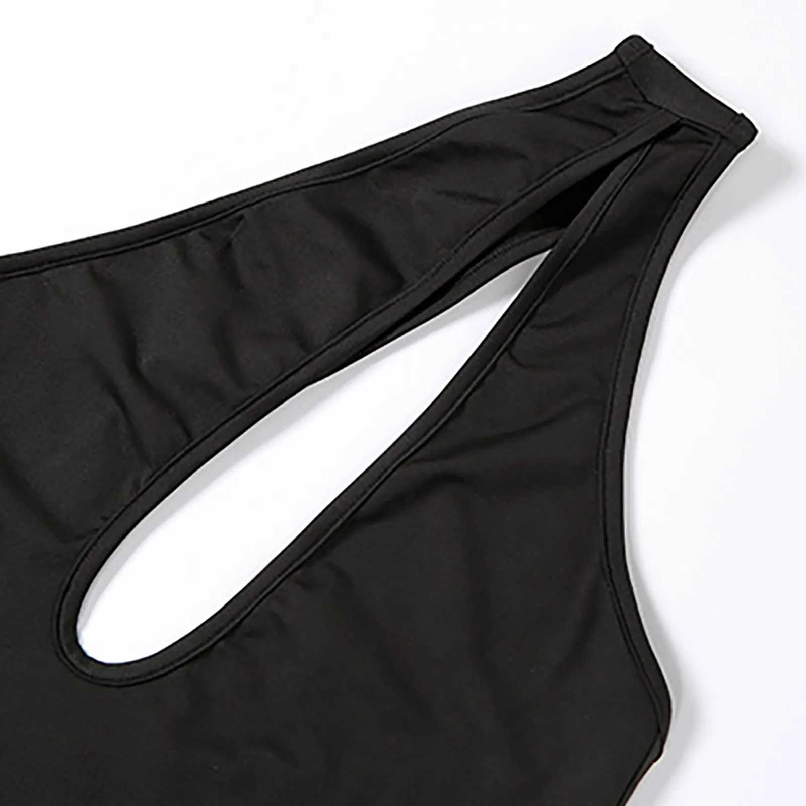WomenS One Piece Without Pads Swimsuit One Shoulder Swimsuit Hollow Irregular Bikini Tight Fitting Swimwear Woman SwimsuitsT250310