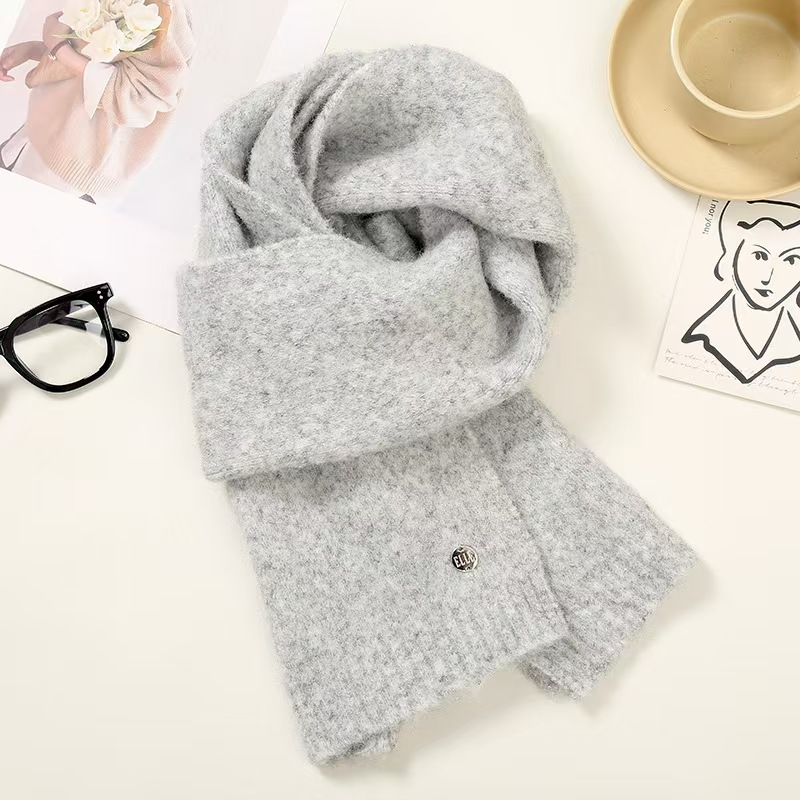 K091 2025 Korean winter new knitted scarf wool warm yarn all-match solid color neck accessories wholesale