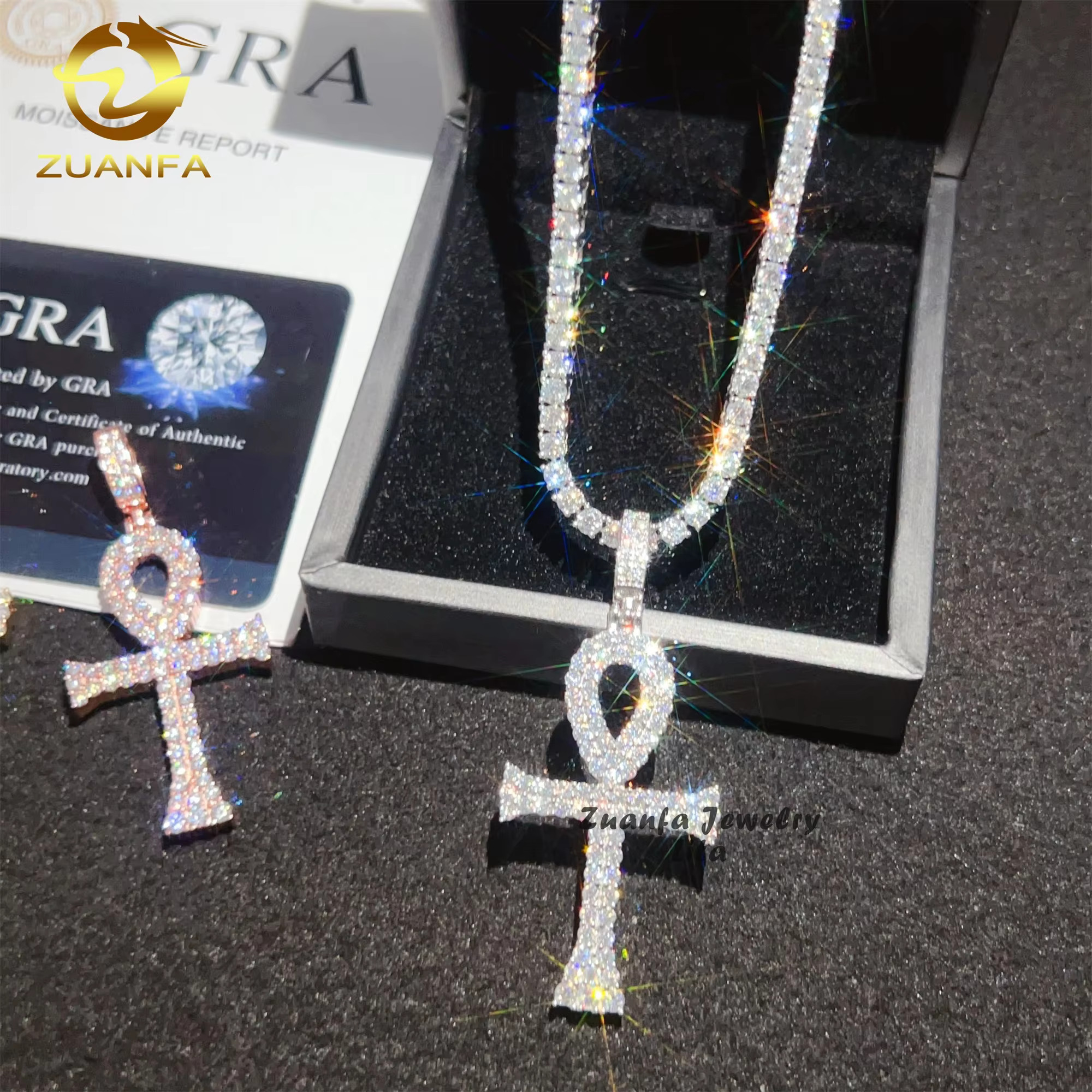 Hot Sale High Quality Ready to Ship Hip Hop Silver 925 Moissanite Allah Cross Iced Out Pendant for Men