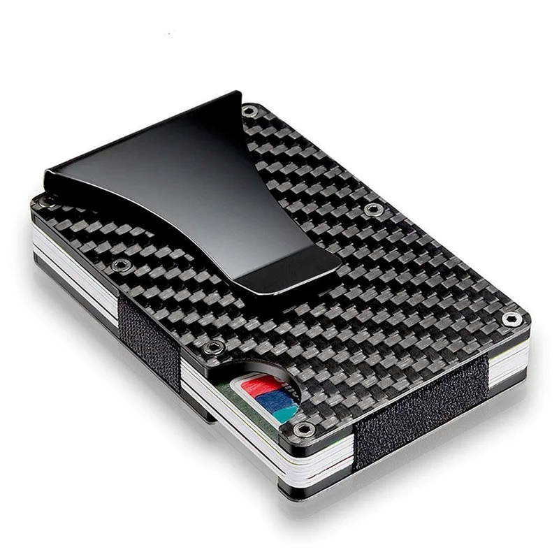 Minimalist carbon fiber RFID holder ultra-thin mini ID credit card holder aluminum alloy men's and women's wallet