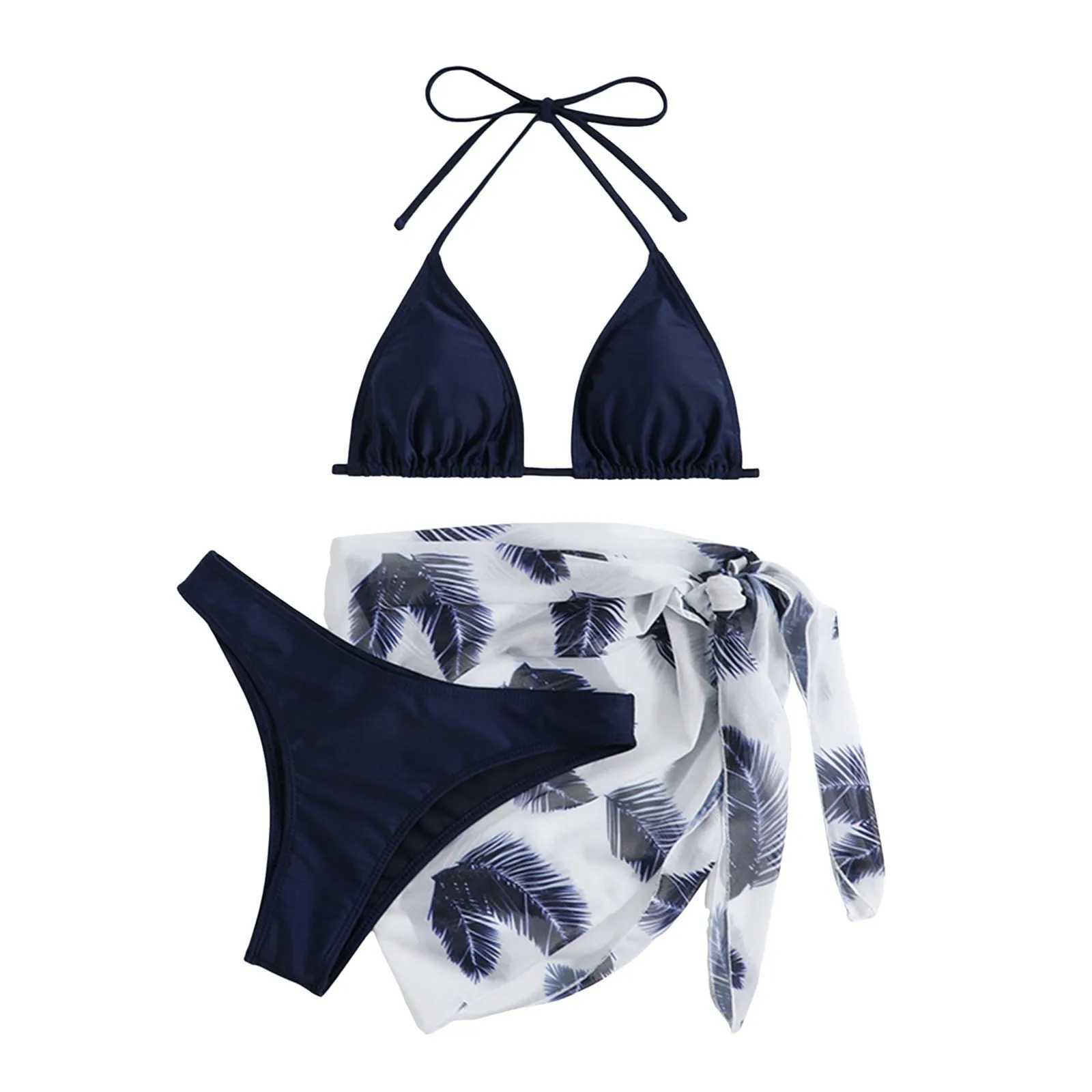 Womens Sexy Swim Bikini And Short Set Summer Suspender Triangle Split Light Three Piece Cool Swimsuit With Cover Up For SwimwearT250310