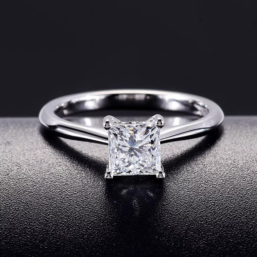 Real Lab Diamond Solitaire Ring 18k 14k 10k Gold 925 Silver Princess Cut Moissanite Engagement Rings for Women
