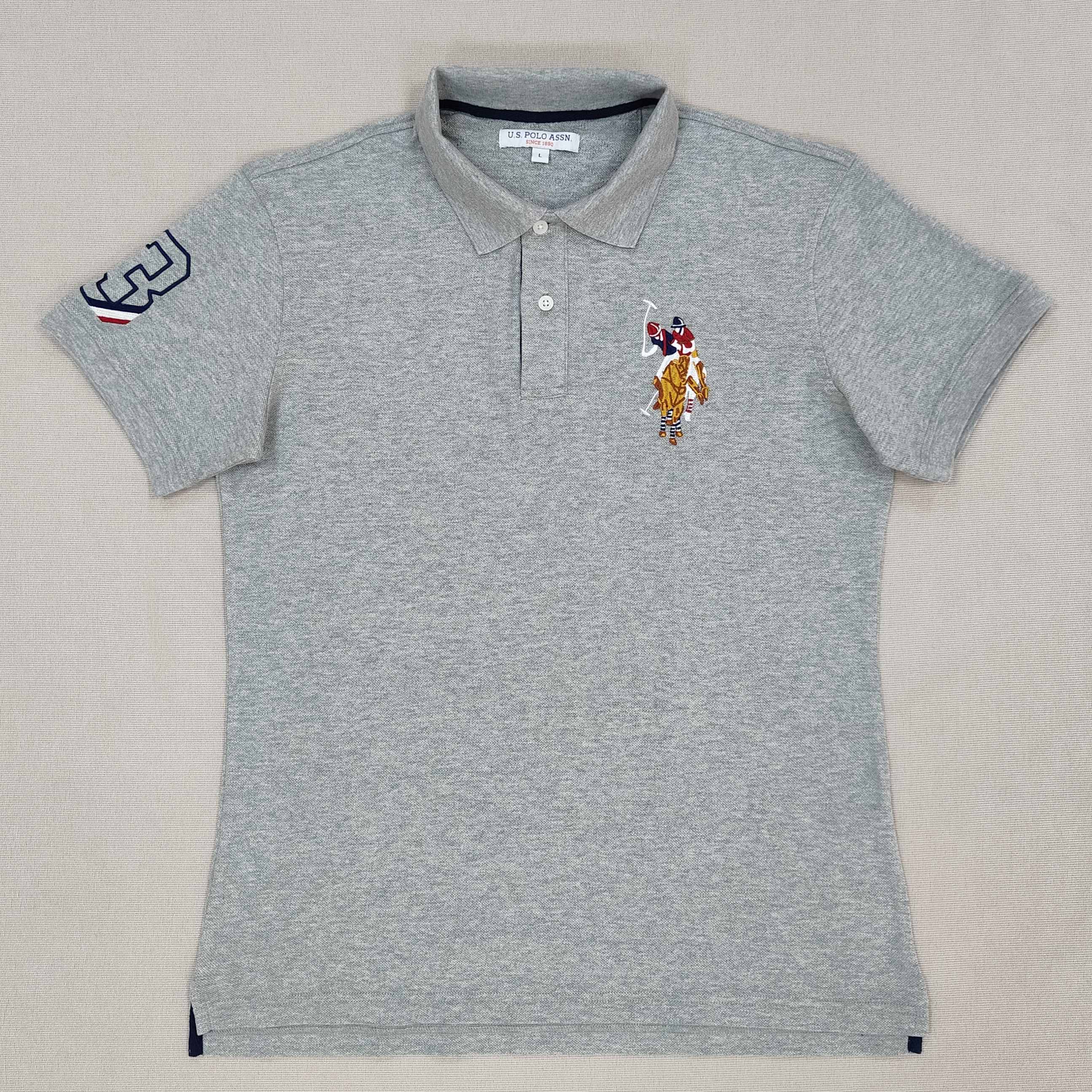 Men's Grey Polo Shirt Embroidery Classic Solid Tees US POLO ASSN Short Sleeves Casual T-shirt Wholesale Loose Tops