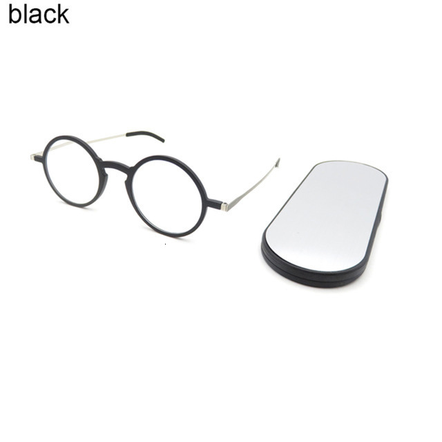 Thin Reading Protable Pocket Presbyc Eye Anti-Blue Ray Spectacles Eyeglasses With Case Round Glasses Frame +2