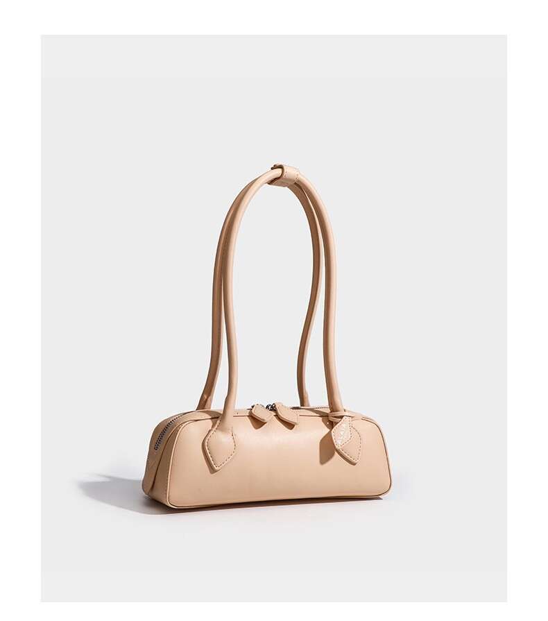 Baguette Purses Cowhide hot Sausage Armpit Bag - Genuine Leather Shoulder Bag, High-End Feeling French Stick Handbag