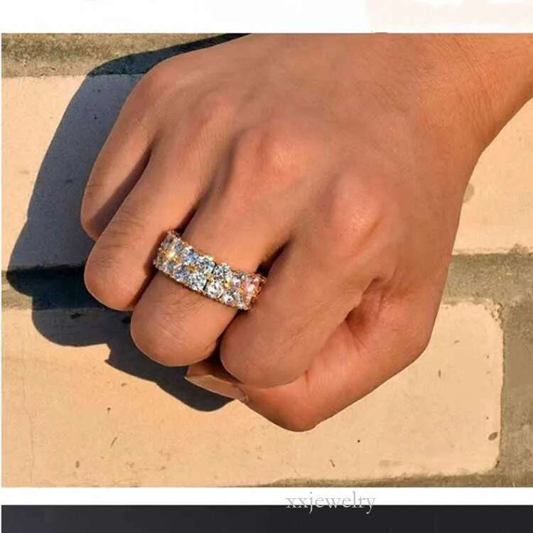 Fashion Jewelry Gold Plated Sterg Sier D/VVS Moissanite Dia Ring For Mens Rings