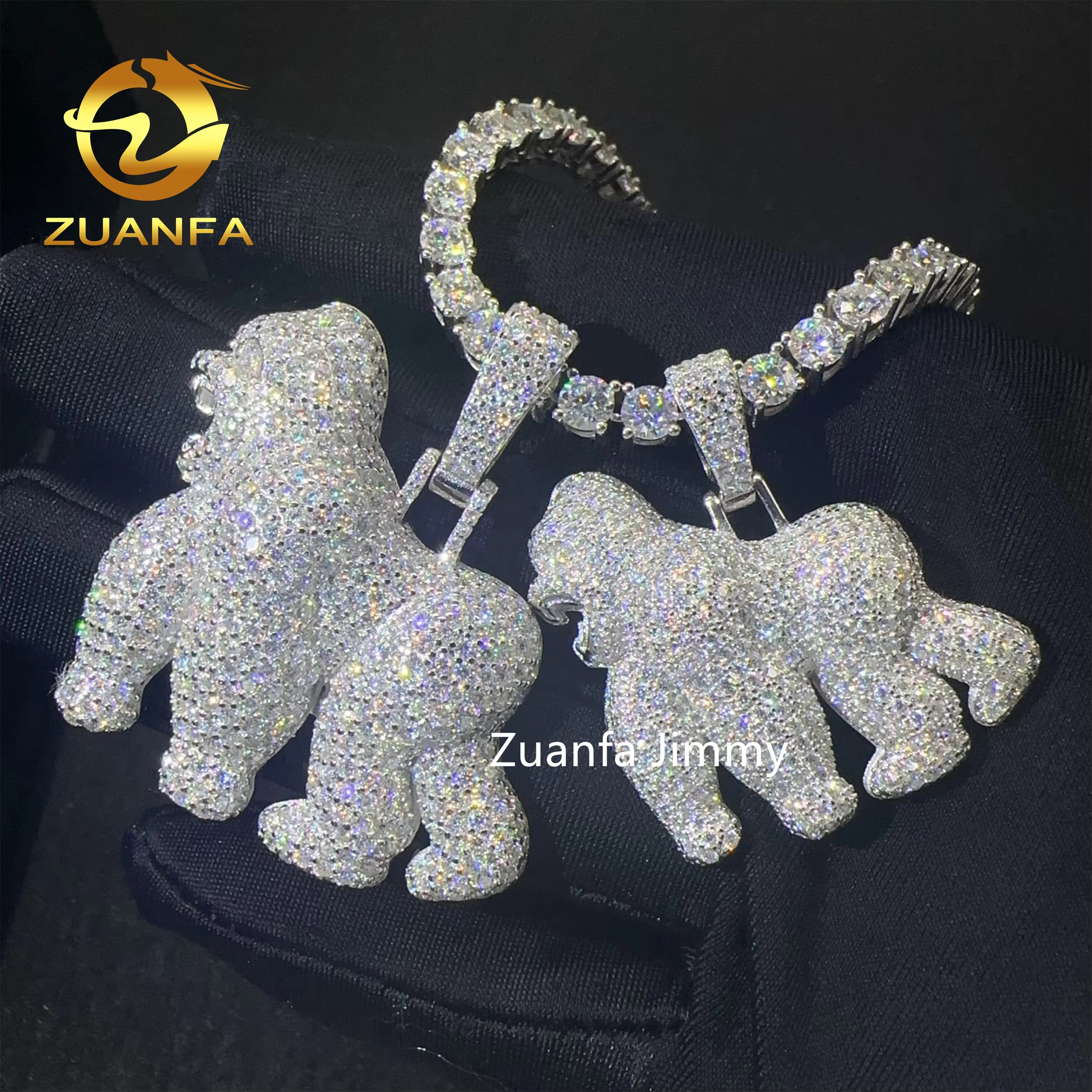 Unique Design Pass Diamond Tester Hip Hop Pendant Jewelry 925 Sterling Silver VVS1 Moissanite Diamond Gorilla Pendant Necklace