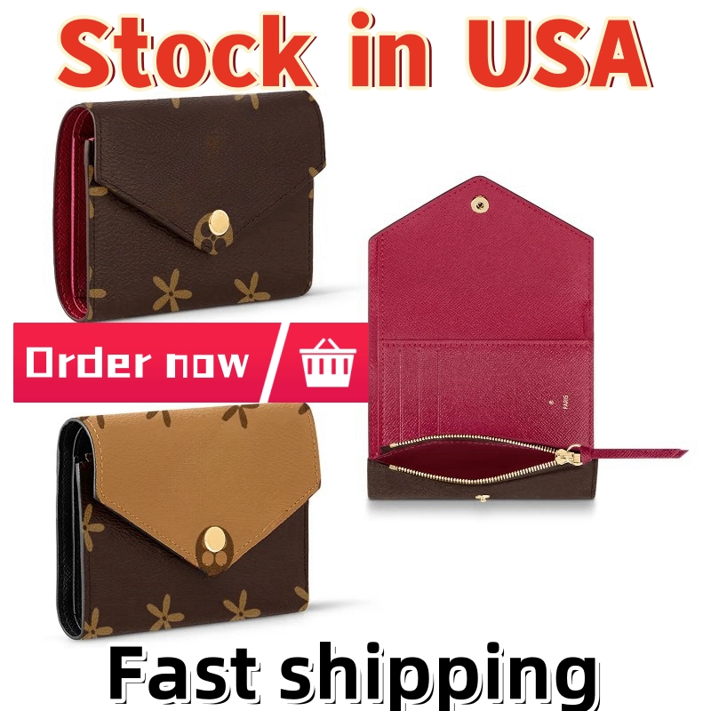 Classical Wallets Coin Purse Holder Designer Leather Brown Flower Womens Mens Wallet Top Quality Credit Card Card holder Chain Purses Key Pouch Gift