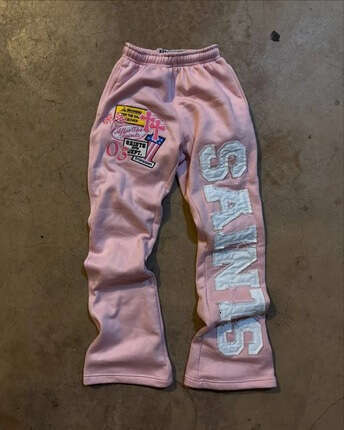 The new popular SAINTS series printed youth casual wide leg pants are selling well