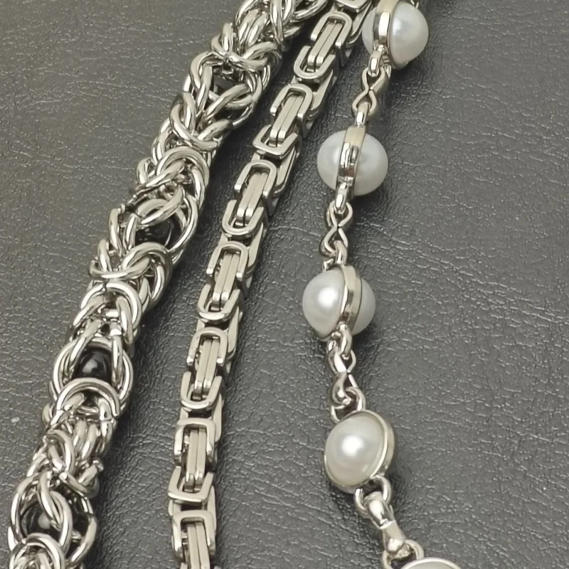 Retro sMonarch Keel Clamp Beads Pearl Pants Chain Three layers Fashion Accessories Hip Hop Punk Ones Waist Concise y2k KeyChain 250303
