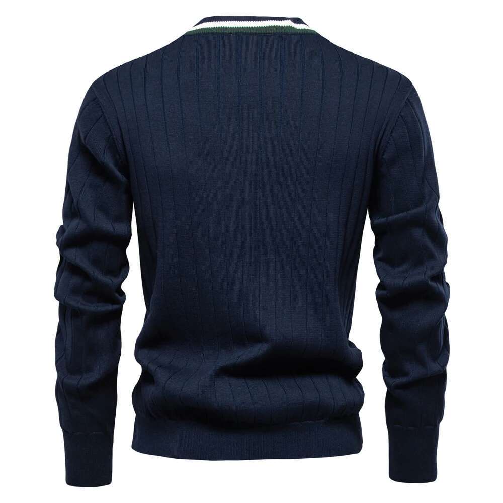 Brand Men's Cotton Cardigan Sweater V Neck Button-Up Casual Youth Knit Sweaters For Men