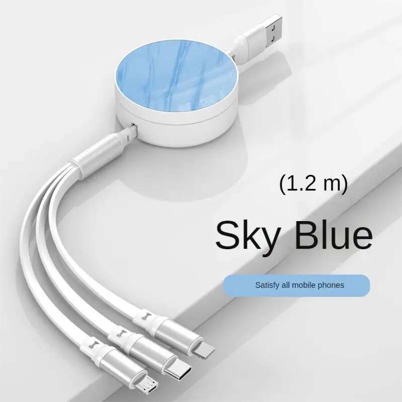 RYRA 3 In 1 USB Universal Multi Function Cell Charger Cord 6A Super Fast Charging Cable For Phone