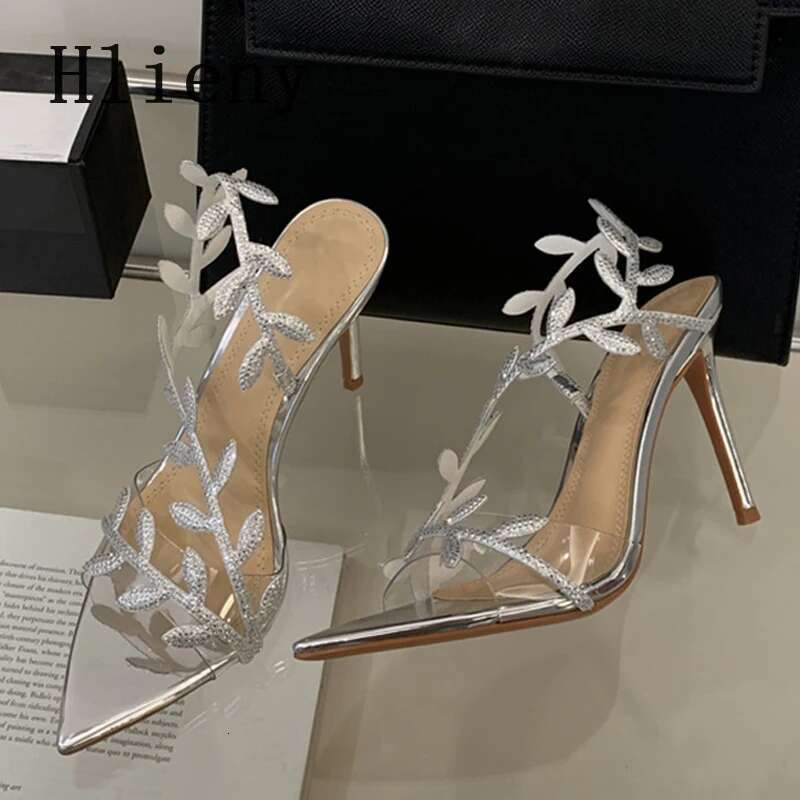 Crystal Hlieny Sexy Rhie Sandals Woman Summer Fashion Pointed Toe Stiletto High Heels Banquet Party Pumps Dress Shoes