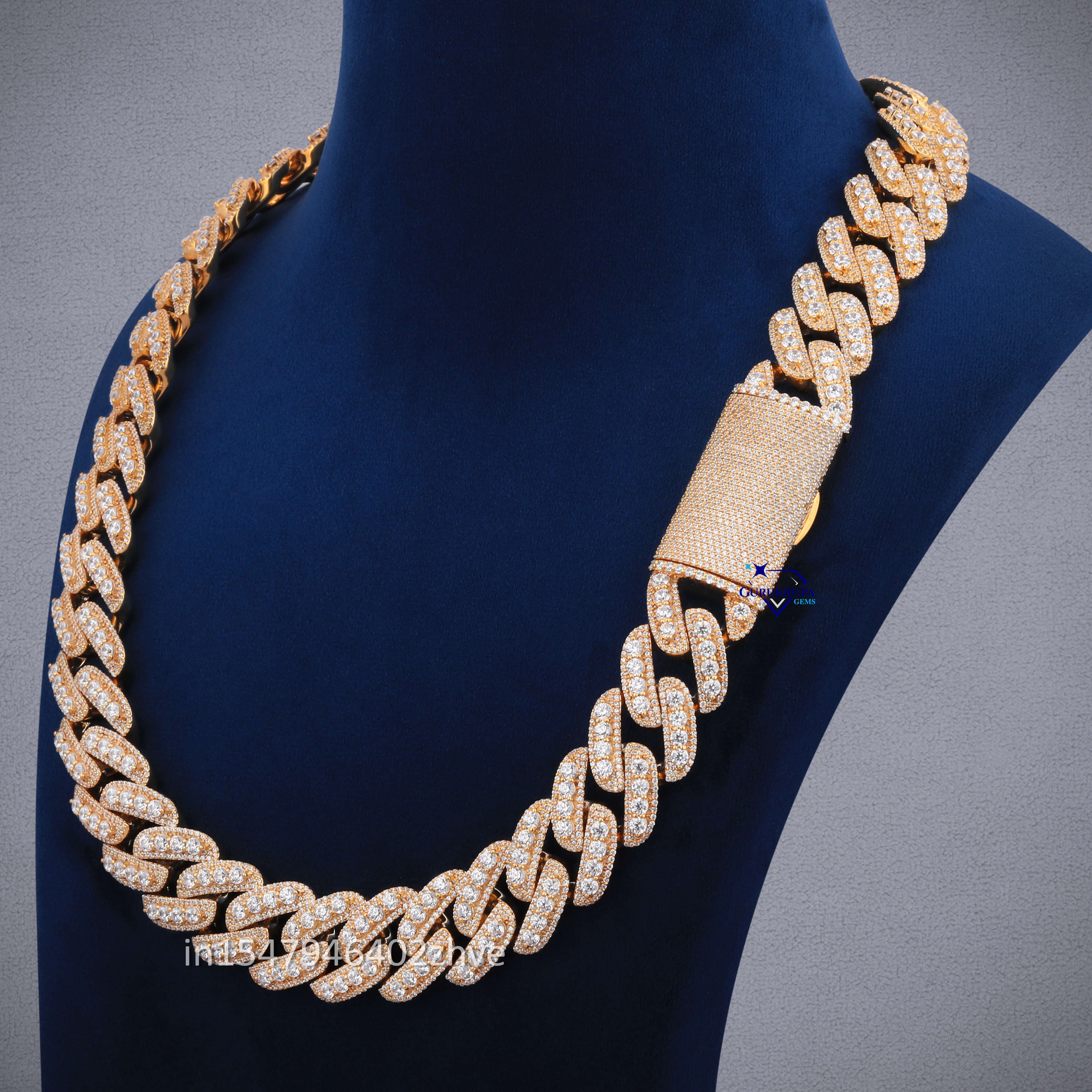 Premium Personalized Designer Hip Hop Cuban Chain Crafted With 14kt Yellow Gold and Moissanite Dias Necklaces for Men