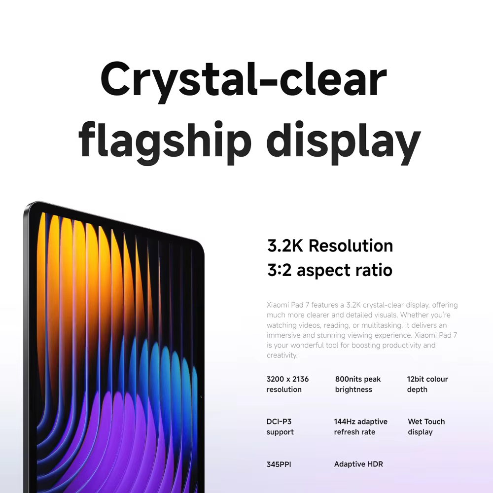 Global Version Xiaomi Mi Pad 7 Tablet PC Snapdragon 7+ Processor 11.2inch 3.2K 144Hz Display 8850 MAh Battery 45W Fast Charging