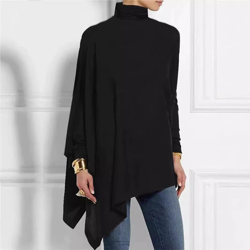 2025 New Spring and Autumn Fashion Long Sleeve High Collar Irregular T-shirt Designer Trendy 3D Printing Comfortable Polyester Trendy Short Sleeve1