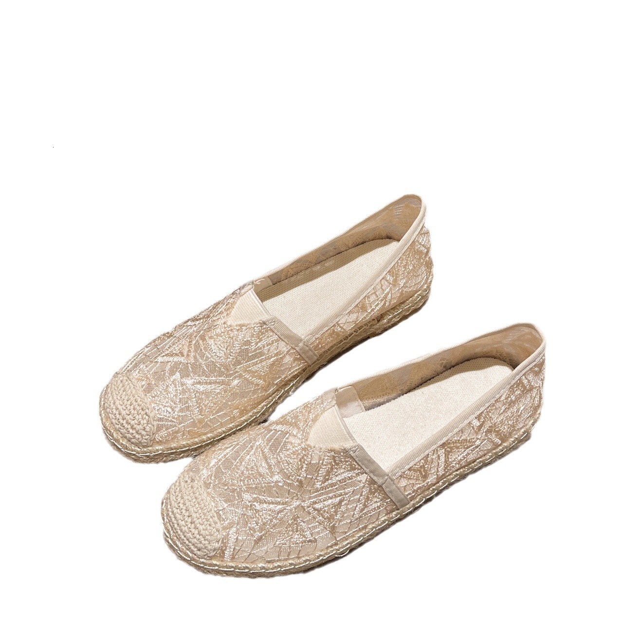 Fisherman s Shoes Women s Lace Mesh Integrated Loafers 2025 Summer Fashion Designer New Hollow Breathable Soft Sole Casual Sandals Single Shoe Slipper