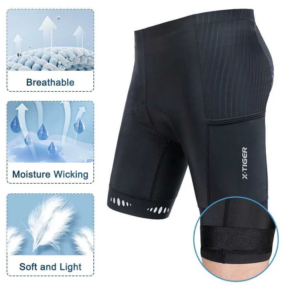 X-TIGER Men Cycling Shorts with Pocket 5D Gel Padded Bike Shorts for Men Mountain Road Biking Riding Half Pants TightsXJ250311