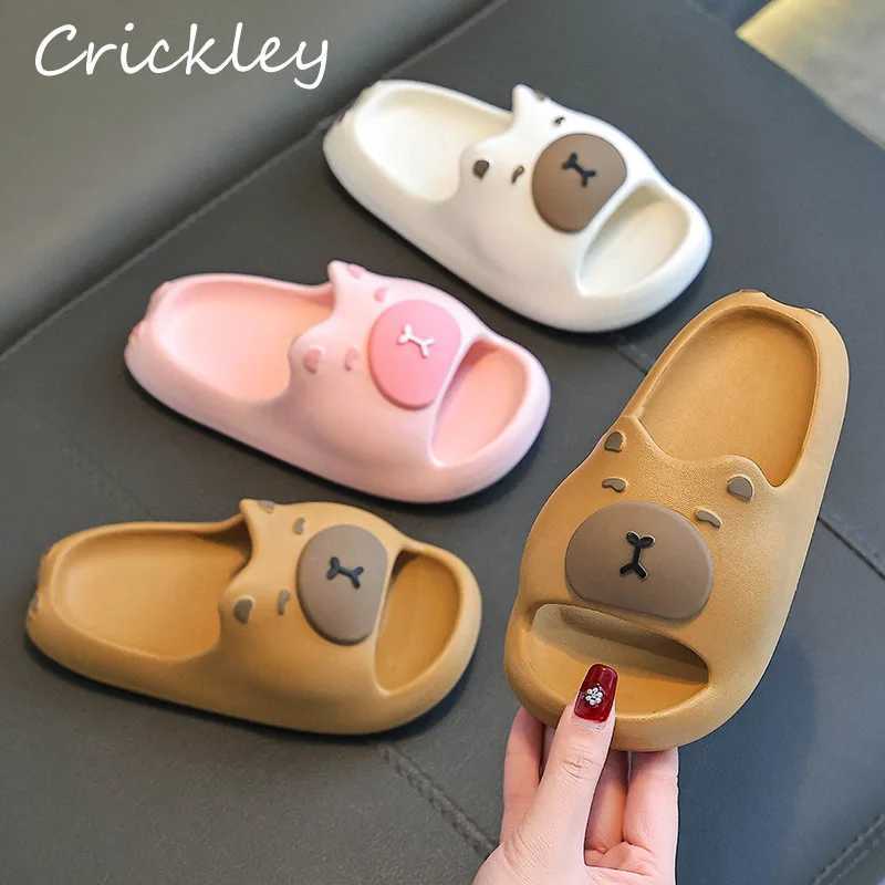 New Capybara Boys Girls Slippers Cute Cartoon EVA Beach Shoes For Kids Summer Waterproof Soft Sole Non Slip Children SlippersT250311