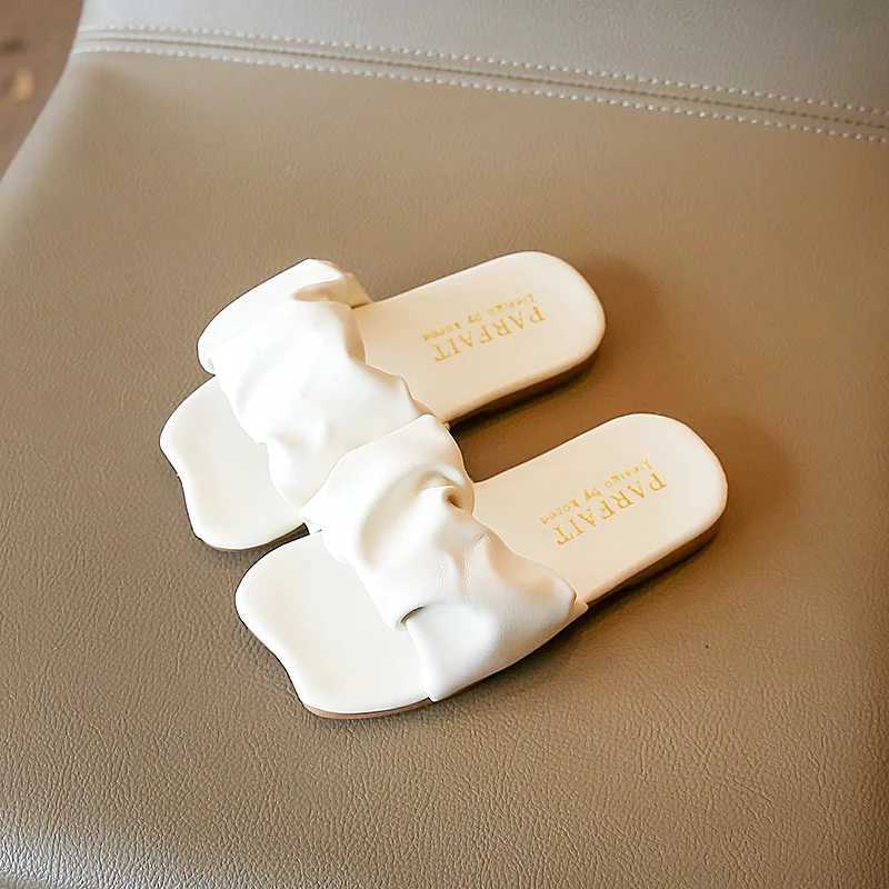 Girls Slippers Kids Summer Swimming Bath Slippers Anti-skid Pleated Ruffles Classic Fashion Children Beach Slides House OutdoorT250311