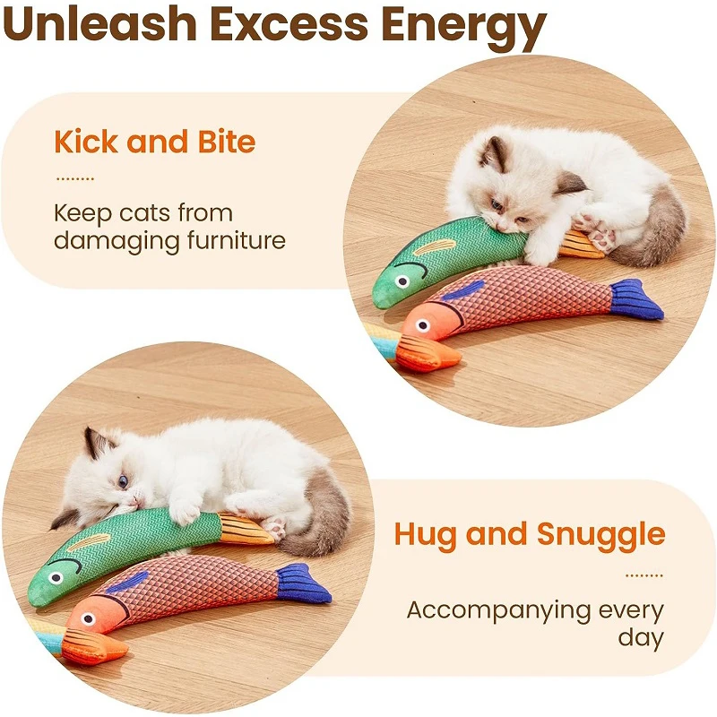 Interactive Sounding Goldfish Cat Toy with Catnip - Soft Plush Pillowfish for Cats