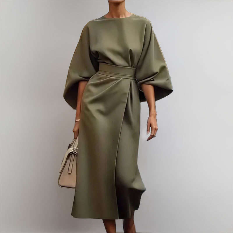 2025 Spring New Women's Clothing Elegant Lace Up Simple Solid Color Dress For Women KLMY