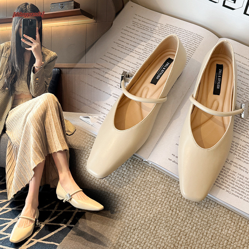 520-10 new French style shoe with a single strap, versatile for commuting, fat and widened plus size women's shoes ddmypanda