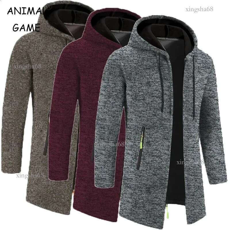 Autumn Mens Long Sleeve Sweatshirts For Men With Zipper Hooded Oversize Winter Top Jacket Coat Warm Streetwear 24