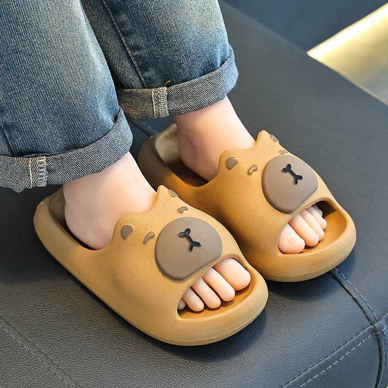 New Capybara Boys Girls Slippers Cute Cartoon EVA Beach Shoes For Kids Summer Waterproof Soft Sole Non Slip Children SlippersT250311