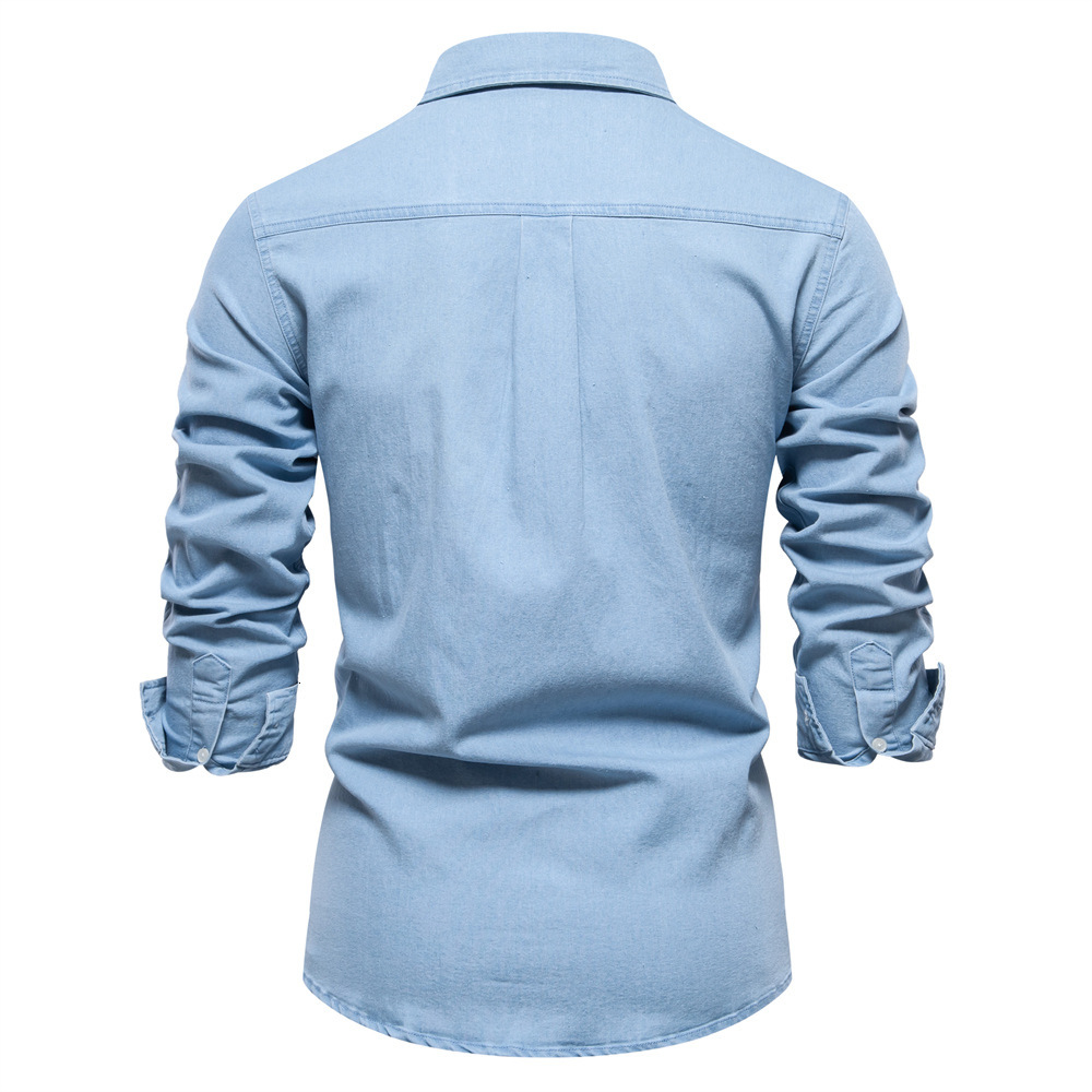 Autumn New European Denim Trend Versatile Long Sleeved Shirt Men's Top