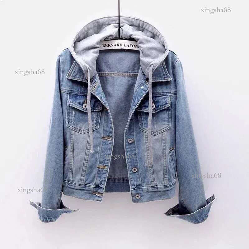 Solid Womens Denim Jacket Hooded Short Coats Fashion Casual Spring Winter Jackets Comfortable Ladies Streetwear 24