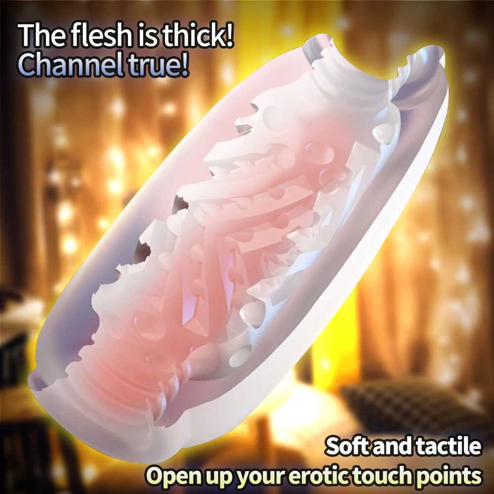 Male Masturbator Cup Soft Pussy Sex Toys Transparent Vagina Adults Endurance Exercise Adult Supplies Vacuum Pocket Cup for MenXJ250311