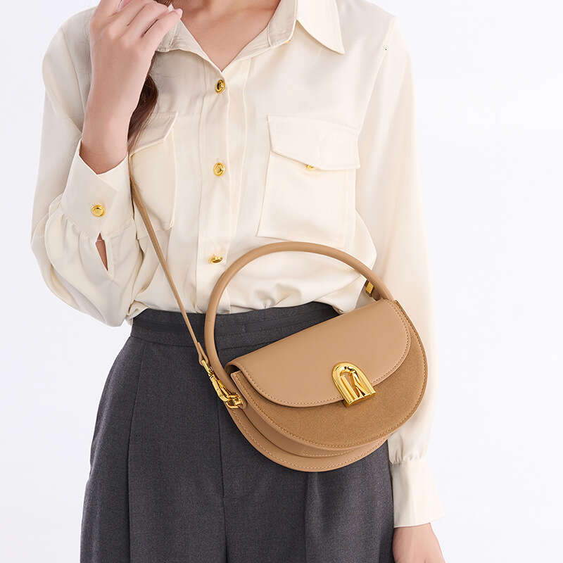 Women's Bags Handbag Genuine Leather Crossbody High-End And Niche Semi-Circular Bag, New Matte Fashionable Temperament, Women's Shoulder Bag