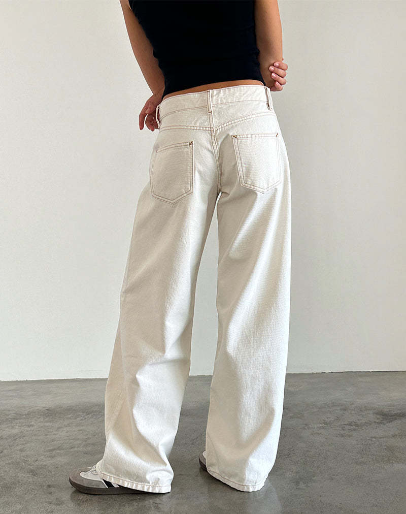 Women's Jeans Fashion jeans Women's straight leg mother pants White loose low waist pocket jeans dress cotton classic women's denim pan