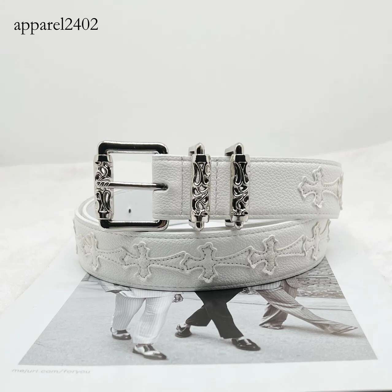 belt cross unisex designer hip hop casual cowhide genuine leather artistic youth retro fashion vine roller needle buckle allo chrome hearts crome chromehearts T6V2