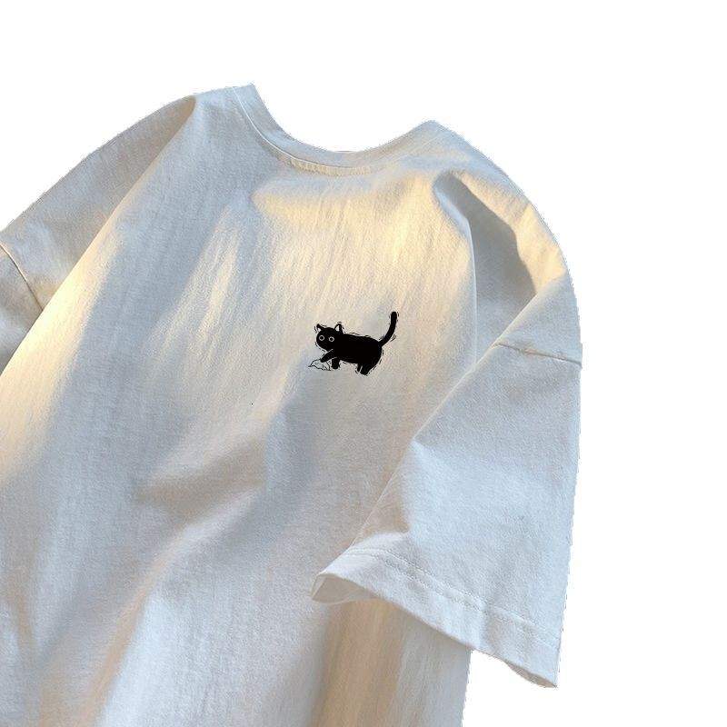 2025 new summer pure cotton short sleeved designer men's loose casual trend versatile niche five quarter sleeved women's T-shirt2