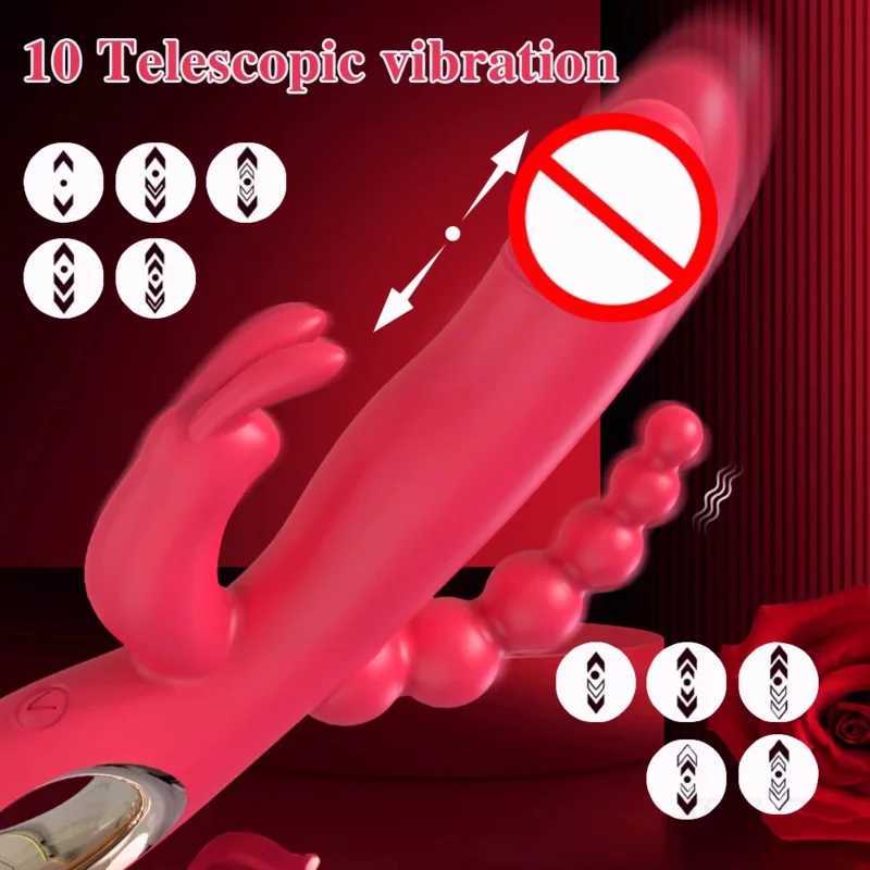 3 in 1 Thrusting G-Spot Rabbit Women Vagina Stimulator Double Penetration Female Sex Toys for AdultsXJ250311