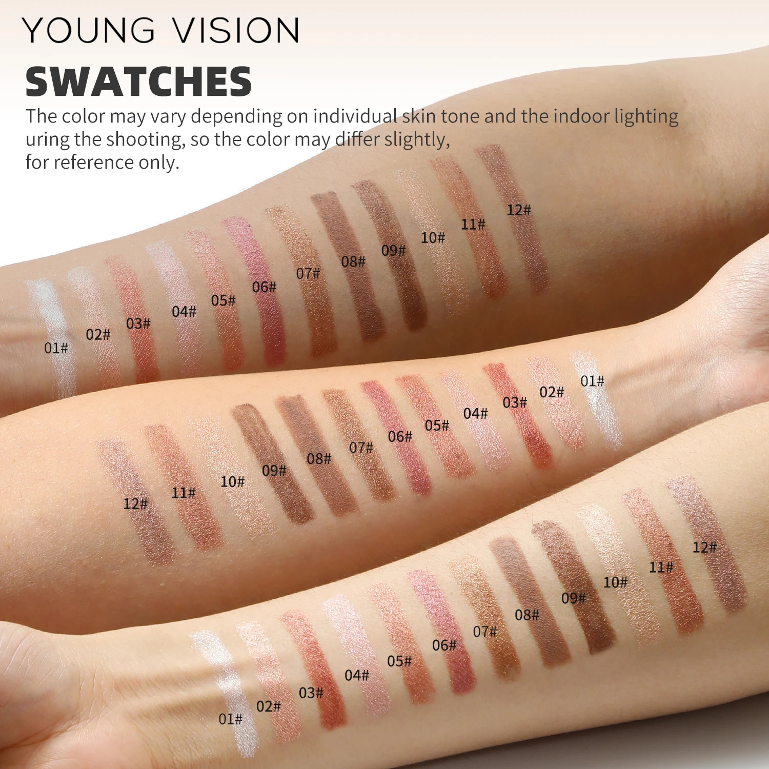 YOUNG VISION 6colorspack Pearlescent color rotating eyeshadow stick waterproof cultivation silkworm eye makeup pencil 240310