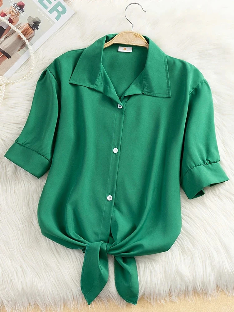 Womens Tops Fashion Women Summer Chiffon Blouse Short Sleeve Casual Shirt White Clothing Blouses 250311