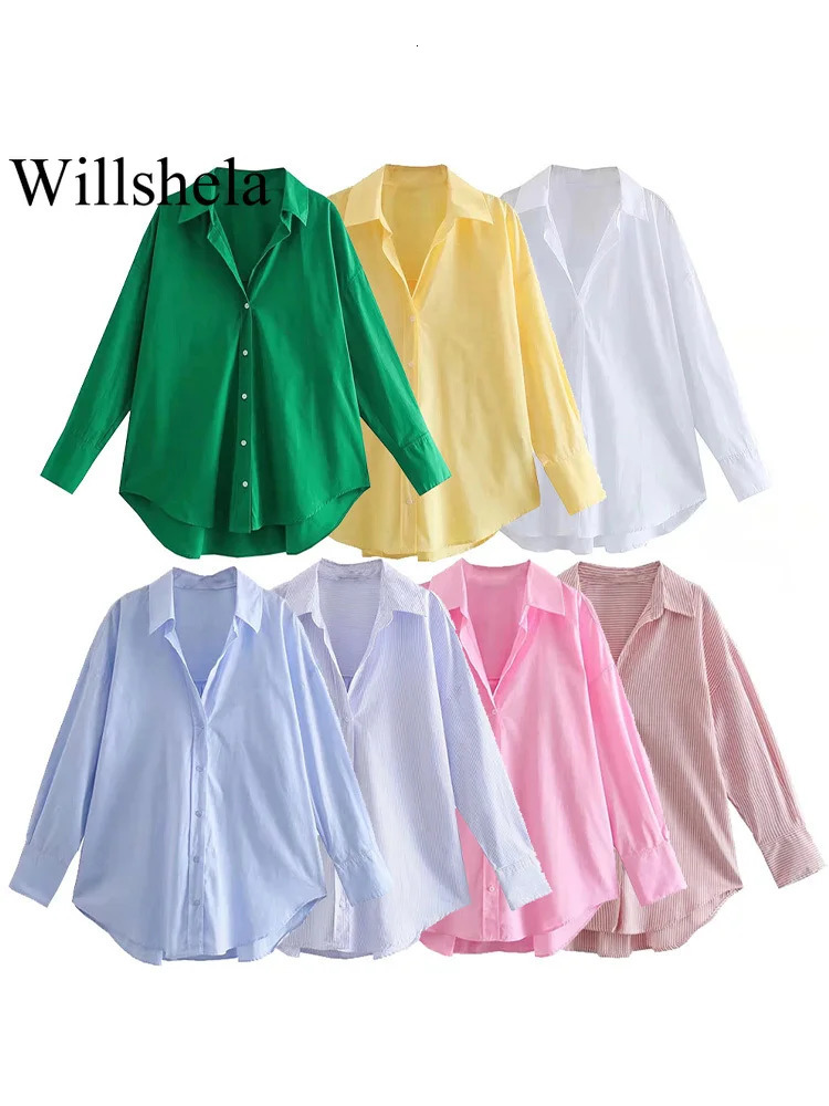 Willshela Womens Fashion Single Chest Shirt Retro Collar Long Sleeve 250311
