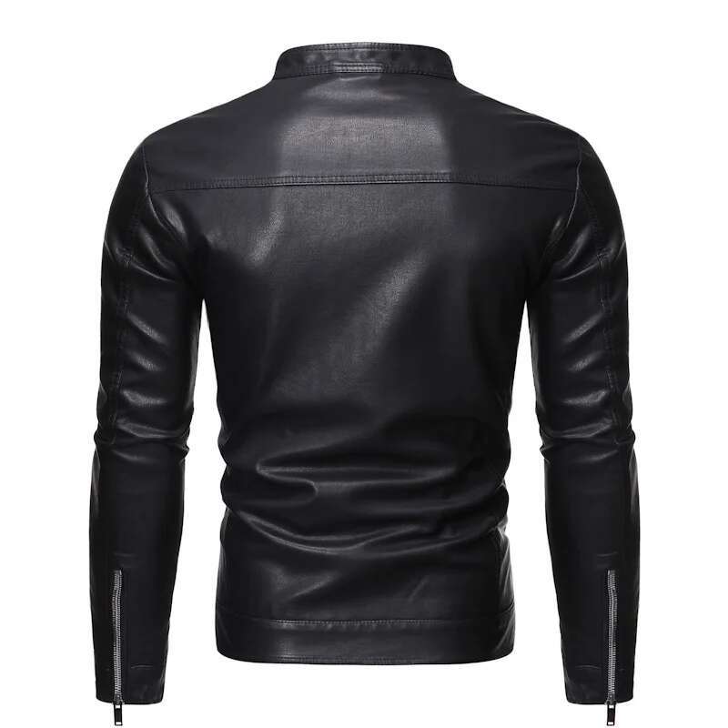 Men's Standing Collar Jacket Autumn Oversized Slim Motorcycle Cycg Suit Winter Thickened PU Leather Work Clothes