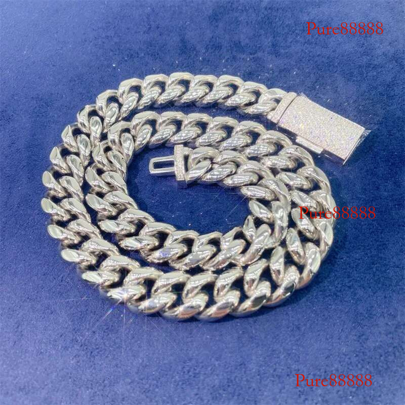Hiphop Iced Out Moissanite Buckle Sier Cuban Necklace Stainless Steel Rock Men Jewelry Gold Plated Pass Tester Gift
