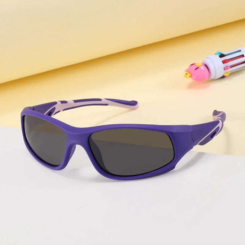 Fashion Kids Silicone Frame TAC Polarized Sun Glasses Soft TR90 UV400 Wrap Around Sport Sunglasses for Boys Girls Shades 250311
