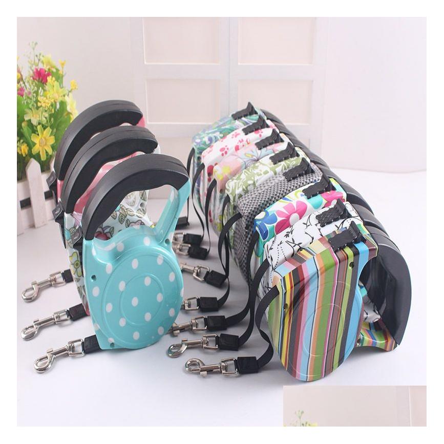 Dog Collars 5M Leashes Lead Pets Cats Puppy Leash Automatic Retractable Walking For Small And Medium Pet Portable Chest Harness Supp Otouv