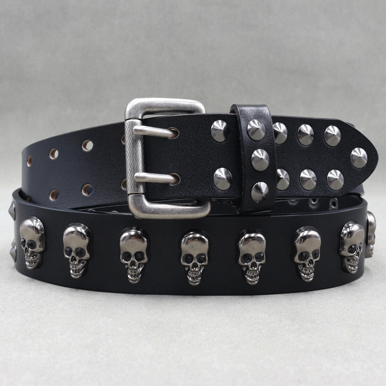 er Belt Men Rivet Real Leather Pin Belt Male Black Rock Genuine Leather Cowhide Punk Belt Jeans 250318