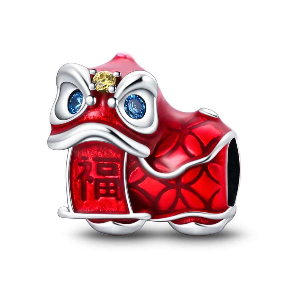 Hot selling New Year Series 925 sterling silver Lion Dance Red Lantern Lucky Cat Charms Pendant Beads fit bracelet diy for women jewelry gift