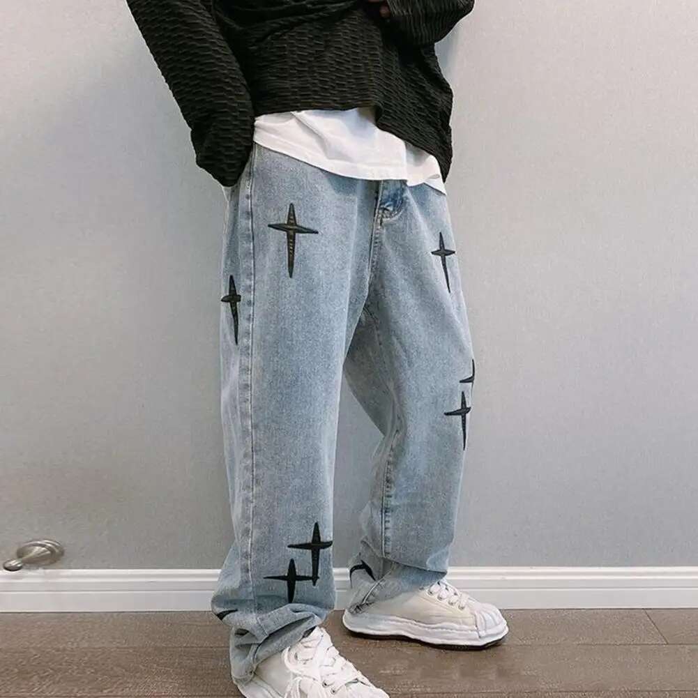 Summer 2025 Men s Pants Star Embroidered W Retro Fashion Designer New Wide Pocket Pants Zipper Neutral Loose Straight Tube Casual High Street Hip Hop 