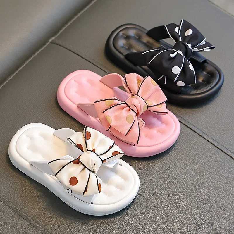 Summer Childrens Slippers Girls Princess Bow Non-slip Soft Sole SlippersT250311
