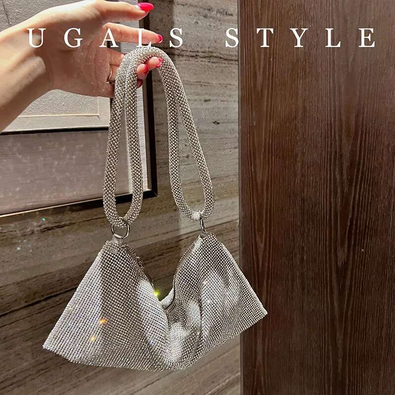 Designer Women's Handbag Bg Shiny Rhies Dia Evening Wedding Party Clutch Purse Shoulder Underarm Bag